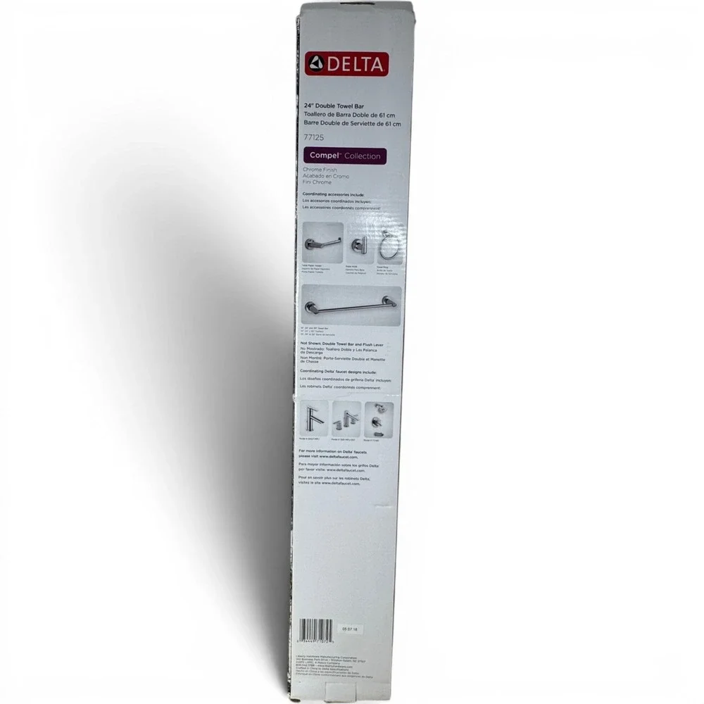 Delta Compel 24 Inch Double Towel Bar Chrome Finish Modern Wall Mount‎ 77125 NEW